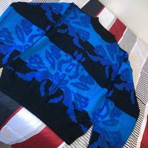 Blue & Black Vintage Turtleneck Permit Sweater